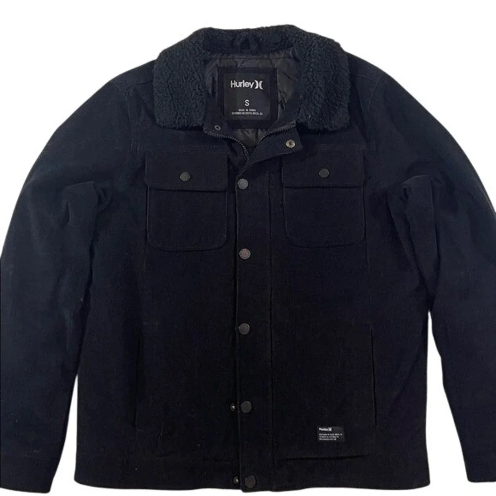 Men's Hurley Black Corduroy‎ Sherpa Collar Jacket S